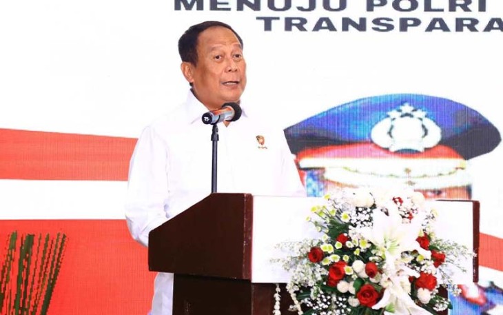 Kepala Badan Intelijen Keamanan (Kabaintelkam) Polri Komjen Pol Suntana M.Si saat launching "Buku Hasil Survei Kepuasan Masyarakat Layanan SKCK Tingkat Polres Tahun 2023" di Hotel Arion Suites Hotel Kemang, Jakarta, Selasa (12/12/2023).