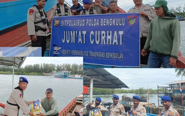 Seru! Jumat Curhat Ditpolairud Dilaut Sambil Bagikan Beras ke Nelayan