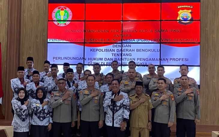 Kapolres Rejang Lebong Hadiri Penandatanganan MoU Polda Bengkulu dan PGRI