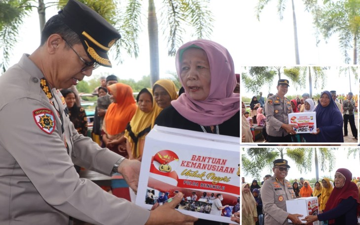 Polda Bengkulu Bagikan Paket Bantuan Kemanusiaan Untuk Negeri di Kampung Sejahtera
