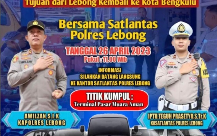 Balik Mudik Gratis ke Kota Bengkulu Difasilitasi Polres Lebong, Berikut Infonya