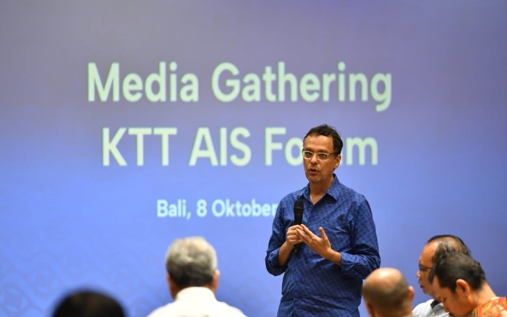Deputi Bidang Pariwisata dan Ekonomi Kreatif Kementerian Koordinator Bidang Maritim dan Investasi (Kemenko Marves) Odo Manuhutu saat kegiatan media gathering di Bali international Convention Center, Nusa Dua, Bali, Minggu (8/10/2023) malam.
