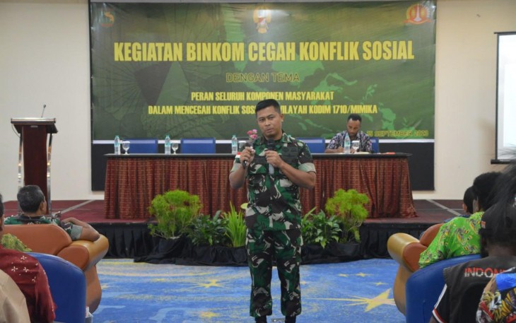 Dandim 1710/Mimika Ikuti Kegiatan Binkom Cegah Konflik Sosial