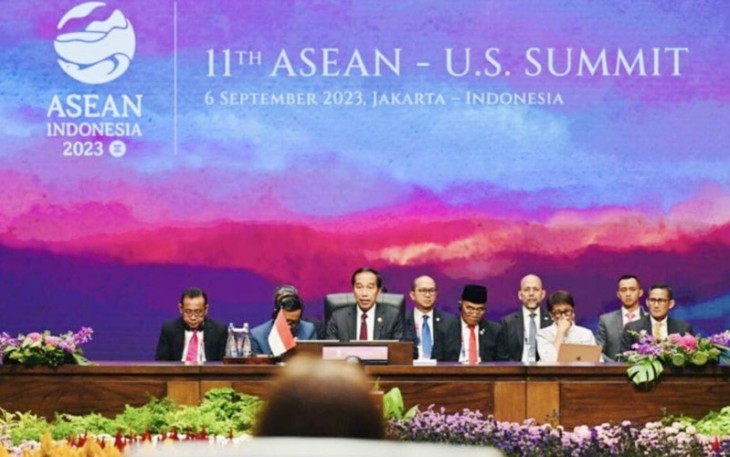 Presiden Joko Widodo memimpin KTT ke-11 ASEAN-Amerika Serikat (AS) yang digelar di Ruang Cendrawasih 3, JCC, Jakarta, pada Rabu, 6 September 2023.