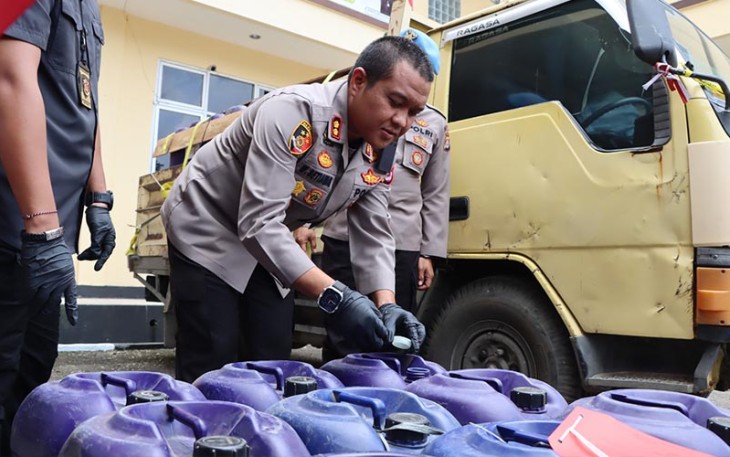 3 Ton 850 Liter BBM Jenis Pertalite yang berhasil diamankan