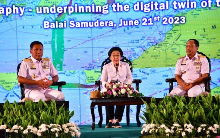 Seminar Internasional World Hydrography Day (WHD) 2023 yang dibuka oleh Wakil Kepala Staf Angkatan Laut (Wakasal) Laksamana Madya TNI Ahmadi Heri Purwono mewakili Kepala Staf Angkatan Laut (Kasal) Laksamana TNI Muhammad Ali di Gedung Balai Samudera, Kelapa Gading, Jakarta Utara, Rabu (21/06).