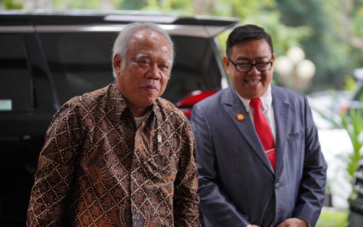 Menteri PUPR Basuki Hadimuljono di Gedung Prof. Sudarto, S.H. di Universitas Diponegoro, Sabtu (9/12/2023).