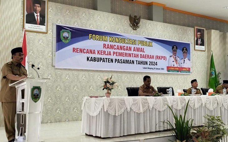 Pemda Pasaman saat Gelar Konsultasi Publik Dalam Penyempurnaan RKPD 2024