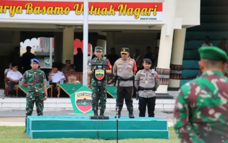 Korem 032/Wbr saat Apel Gelar Pasukan
