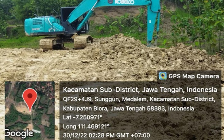 Lokasi quari ilegal di kecamatan Kradenan kabupaten Blora.