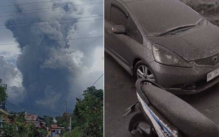 Kondisi pascahujan abu vulkanik dari erupsi Gunung Marapi yang terjadi di wilayah Nagari Lasi, Kecamatan Canduang, Kabupaten Agam, Sumatera Barat, Minggu (3/12). Sumber: Pusdalops BPBD Kabupaten Agam