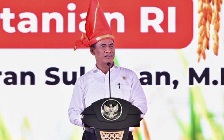 Mentan Andi Arman Sulaiman memberikan sambutan dalam kunjungan di provinsi Sulsel. Senin (27/5)