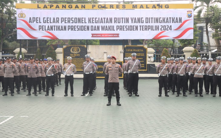 Polres Malang Gelar Apel Siaga dan Patroli Skala Besar Amankan Pelantikan Presiden Terpilih