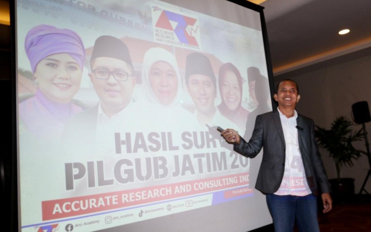  Accurate Research and Consulting Indonesia (ARCI) merilis hasil survei terbaru Pilgub Jatim 2024