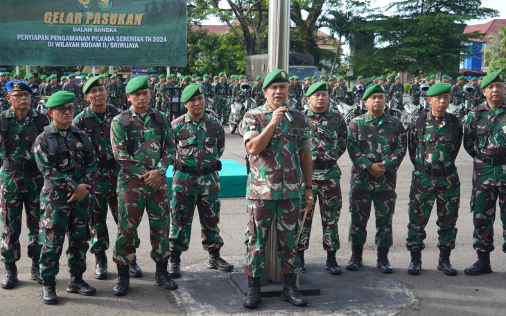 Apel Gelar Pasukan PAM Pemilu Kada di Wilayah Kodam II/Swj Secara Virtual