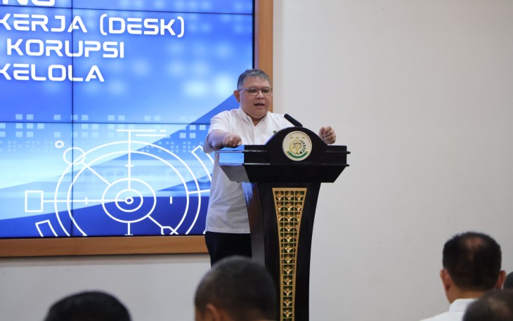 Jaksa Agung Muda Bidang Perdata dan Tata Usaha Negara (JAM DATUN) menggelar Rapat Koordinasi Desk Pencegahan Korupsi dan Perbaikan Tata Kelola pada Senin 23 Desember 2024 di Aula Sasana Pradata