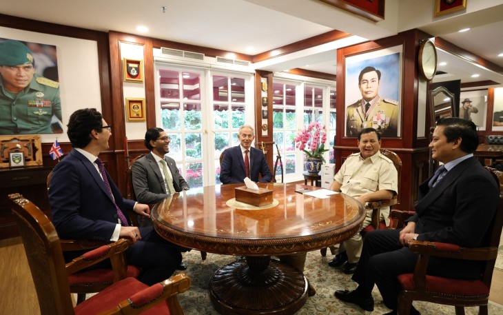 Menhan Prabowo Terima Kunjungan Mantan PM Inggris Raya Tony Blair