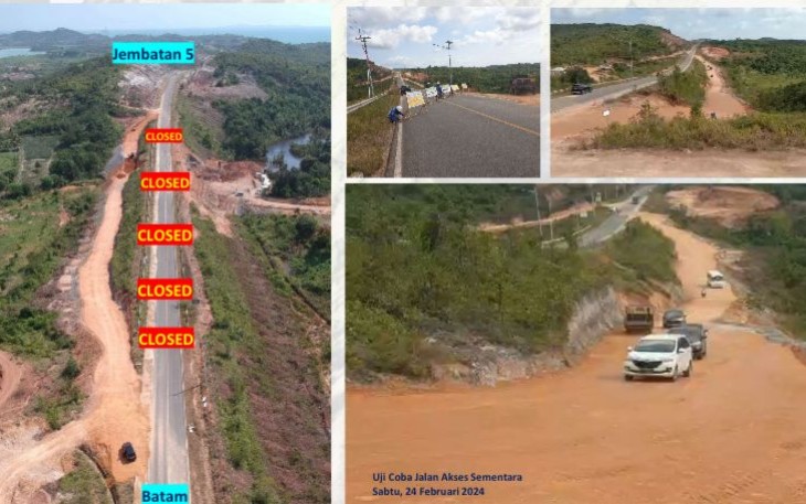Jalan Trans Barelang Ditutup Sementara Selama Perbaikan Jalan Amblas