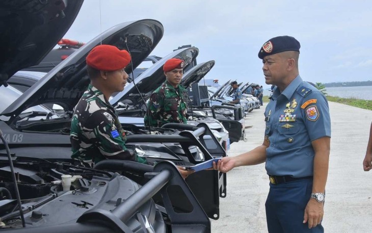 Apel Pemeriksaan Kendaraan Dinas  di Dermaga Koarmada III Katapop Kab. Sorong, Papua Barat Daya. Rabu (07/02/24).