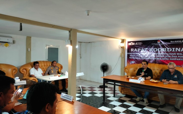 kegiatan rapat koordinasi KPU Bitung bersama Unsur Forkompinda Dan LO Paslon dalam penetapan lokasi pengundian nomor urut
