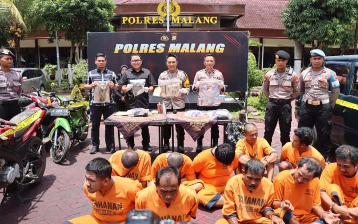 Konferensi pers pengungkapan kasus curanmor di wilayah Polres Malang, Sabtu (10/2)