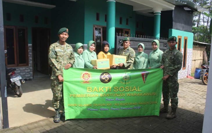 Baksos santunan warakawuri prajurit Menarmed 2 Kostrad, Rabu (28/2)