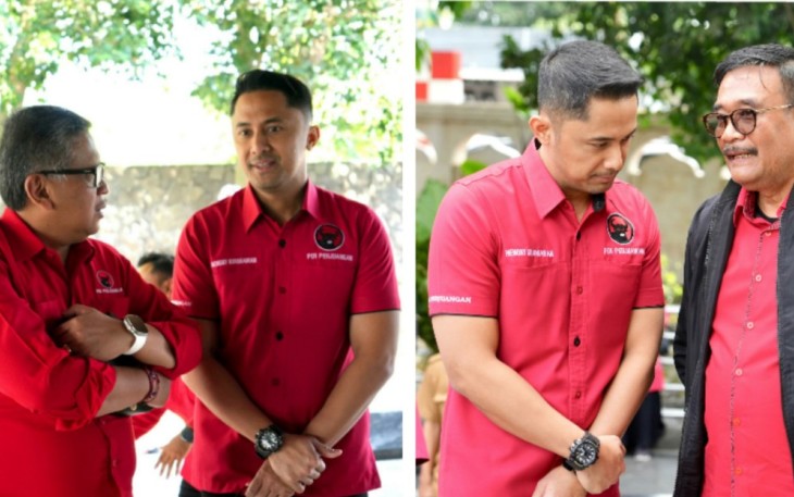 Hengki Kurniawan Saat Berbincang dengan Hasto Kristiyanto dan Djarot Saiful Hidayat (Foto : Faisal NR / Klikwarta.com)
