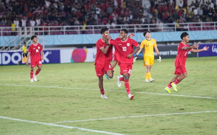 Timnas Indonesia U-16 saat menghadapi Singapura dalam laga perdana Grup A Piala AFF U-16 2024 di Stadion Manahan Solo (Foto : Istimewa)