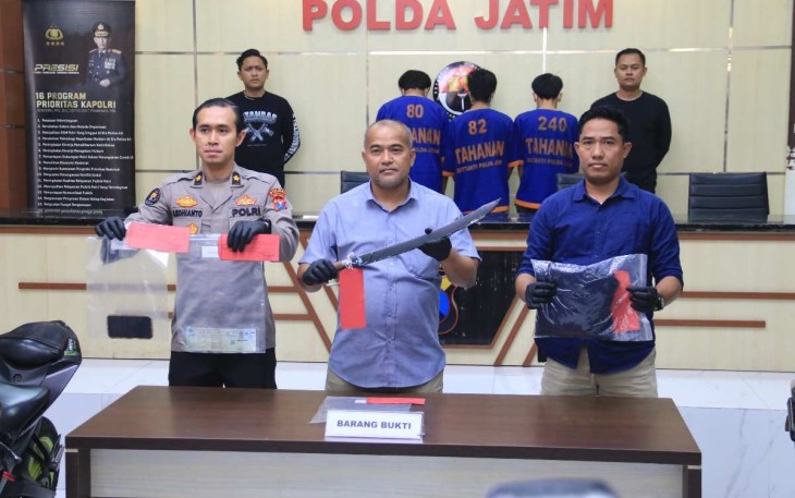 Press release Polda Jatim pelaku begal