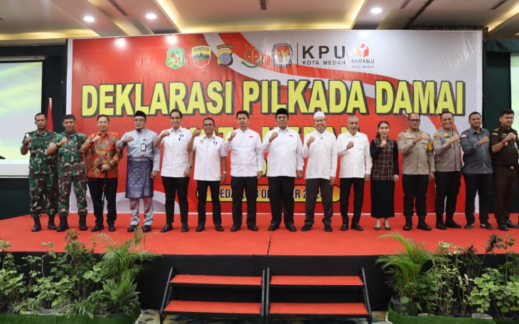 Kapolrestabes Medan Ikuti Deklarasi Pilkada Damai Kota Medan Tahun 2024