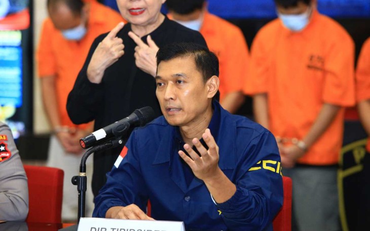 Dir Tipidsiber Bareskrim Polri Brigjen Pol Himawan Bayu Aji saat keterangan pers, Selasa (12/11)