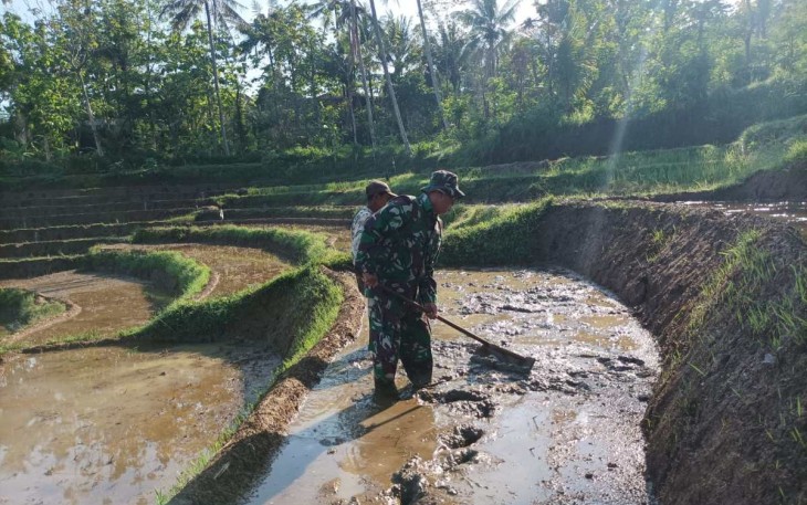 Bantu olah lahan petani wilayah desa binaan 