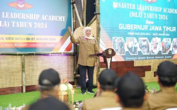 Gubernur Khofifah saat Tutup Disaster Leadership Academy Jawa Timur di Coban Ras Batu