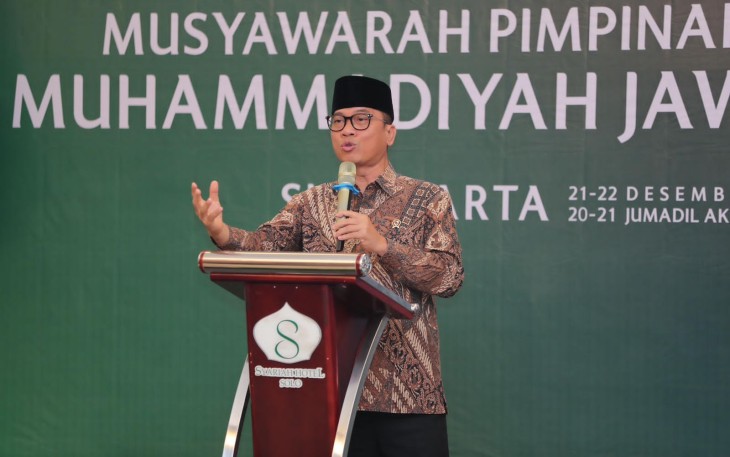 Mendes Yandri saat menjadi keynote speaker dalam agenda Musyawarah Pimpinan Wilayah Muhammadiyah Jawa Tengah, di Kota Solo, Jawa Tengah, Sabtu (21/12/2024).