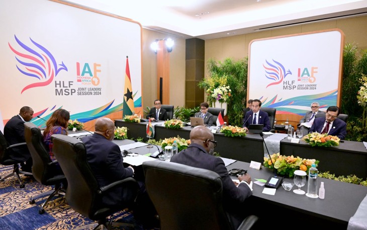Presiden Joko Widodo bertemu Presiden Ghana Nana Addo Dankwa Akufo-Addo di Ruang Casablanca, Hotel Mulia Nusa Dua Bali, pada Senin, (2/9/2024). (Foto: Muchlis Jr./ Biro Pers Sekretariat Presiden)