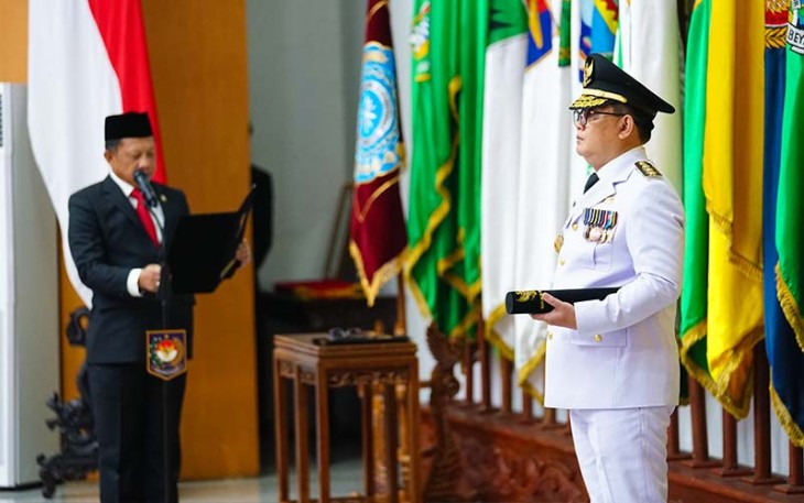 Prosesi pelantikan Penjabat (Pj) Gubernur Jawa Timur Adhy Karyono di Gedung C Kementerian Dalam Negeri RI Jakarta, Jumat 16/2/2024..