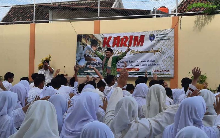 Karim (Kajian Remaja Islam Muhammadiyah) dalam rangka peringatan Isra Miraj Nabi Muhammad SAW diikuti 369 siswa kelas 7, 8, dan 9, Senin (5/2/2024).