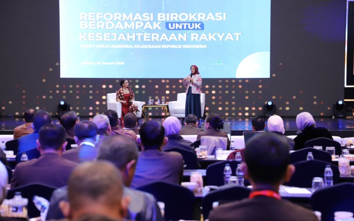 Menteri Pendayagunaan Aparatur Negara dan Reformasi Birokrasi (PANRB) Rini Widyantini menyampaikan Kejaksaan RI berperan penting dalam Upaya Transformasi Super Prioritas Rencana Pembangunan Jangka Panjang Nasional (RPJPN) 2025-2045