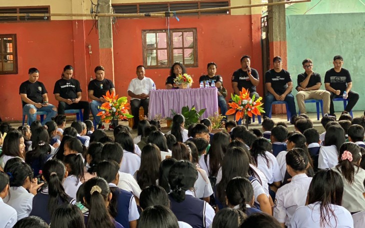 Para siswa saat mengikuti materi yang di sampaikan oleh Tim Tarsius Presisi Polres Bitung