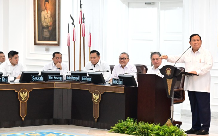 Presiden Prabowo Subianto saat memimpin Sidang Kabinet Paripurna di Istana Kepresidenan, Jakarta, 22/1/2025