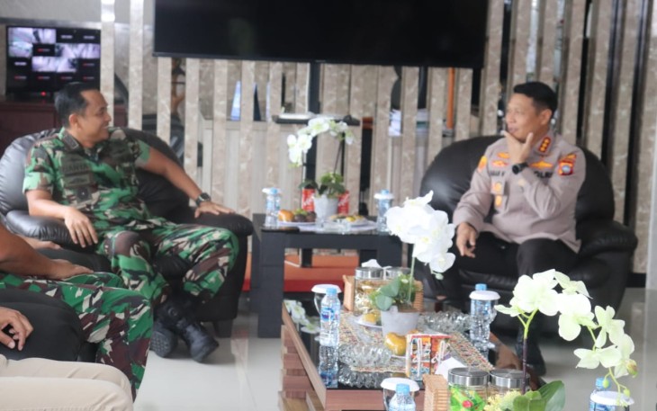 Dandim 0315/Tanjungpinang Sambutan Kunjungan Silaturahmi Kapolresta Tanjungpinang dan Jajaran