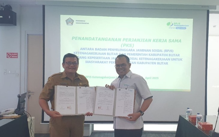 Pemkab Blitar Kerjasama dengan BPJS Ketenagakerjaan Cabang Blitar untuk Beri Perlindungan Jaminan Sosial Ketenagakerjaan ke Pekerja Rentan