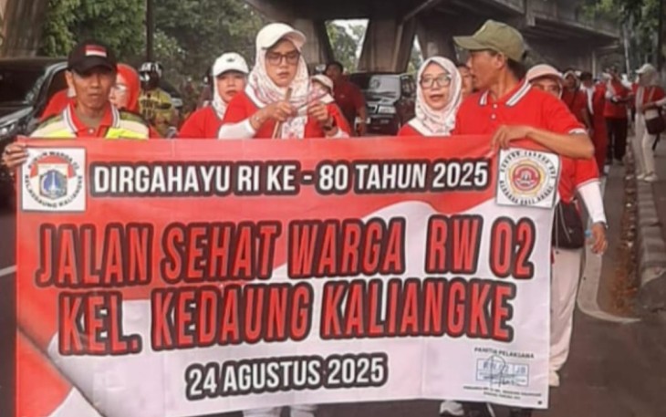 Hari Ulang Tahun (HUT) Ke-80 Republik Indonesia, RW. 02, Jalan Pesing Poglar, Kelurahan Kedaung Kali Angke, Kecamatan Cengkareng Jakarta Barat mengadakan Jalan Sehat dan Pentas Seni, pada Minggu (24/08/2025). 