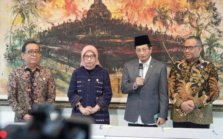 Menteri Agama Nasaruddin Umar dalam konferensi pers, Jumat (19/9/2025).