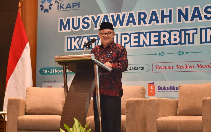 Mendikdasmen, Abdul Mu’ti dalam sambutan pembukaan Musyawarah Nasional (Munas) XX Ikatan Penerbit Indonesia (IKAPI) yang digelar di Jakarta, pada Rabu (19/11).