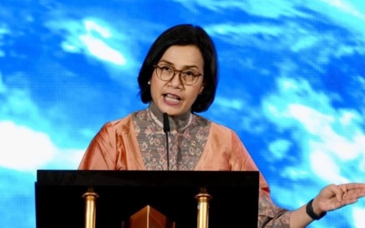 Menteri Keuangan (Menkeu) Sri Mulyani Indrawati dalam acara CNBC Economic Update 2025, pada Rabu (18/6), di Jakarta. 