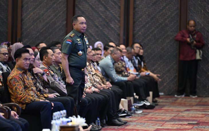 Panglima TNI Jenderal TNI Agus Subiyanto saat Hadiri APKASI Otonomi Expo 2025 di Nusantara Convention Hall, Indonesia Convention Exhibition (ICE) BSD, Tangerang, Banten, Kamis (28/8/2025).