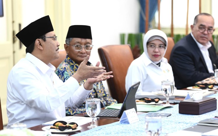 Menteri Pekerjaan Umum Dody Hanggodo saat menghadiri rapat terbatas (ratas) di Istana Merdeka, Jakarta, Rabu (30/4/2025).