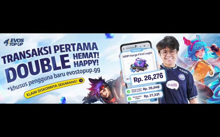 EVOS Fams, Buat Kamu yang Pertama Kali Login di EVOS TOP UP: Dapat 3% Cashback