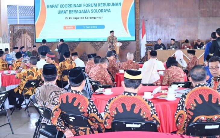 Rakor FKUB se-Solo Raya, di Pendopo Rumah Dinas Bupati Karanganyar, Kamis (3/7/2025).